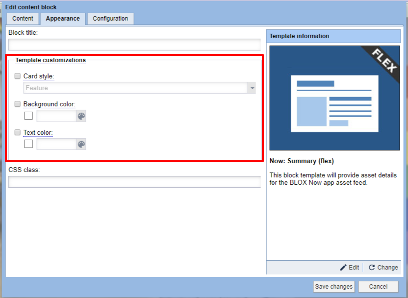 blox now summary template customizations